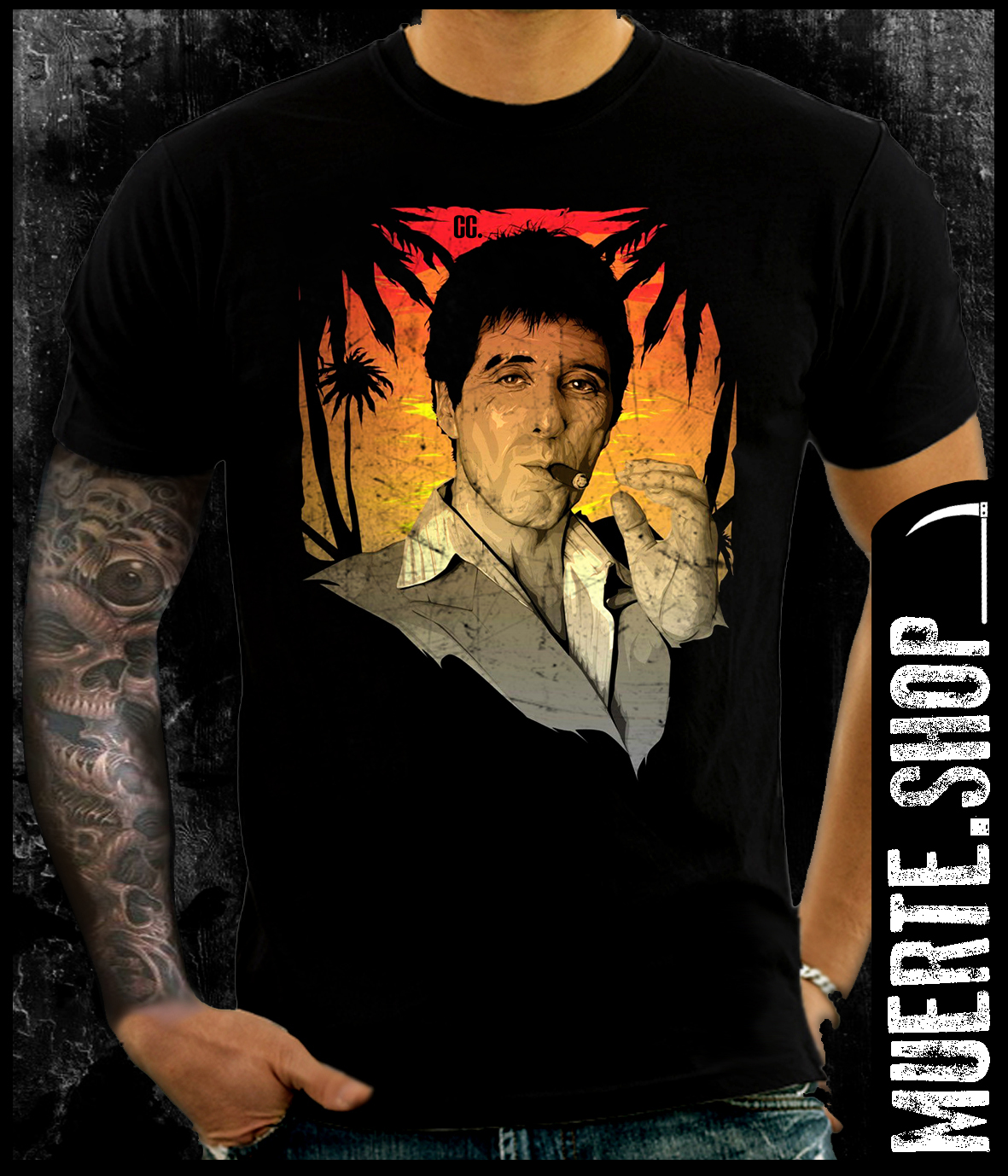 Черна тениска SCARFACE SUNSET